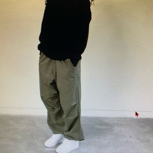 Green cotton parachute pants